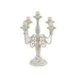 LITTON LANE Distressed White Iron Scroll 5-Light Candelabra Candle Holder thumbnail 2