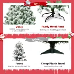 Costway 6 ft. Snow Flocked Artificial Christmas Tree with 928 Branch Tips, Unlit Hinged Pine thumbnail 4