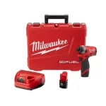 Milwaukee M12 FUEL 12V Lithium-Ion Brushless 1/4 in. Hex Impact Driver Kit with Two 2.0Ah Batteries, Charger & Hard Case thumbnail 1