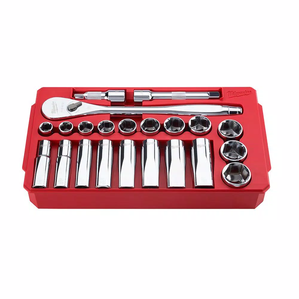 Milwaukee 22-Piece 1/2 in. Drive SAE Ratchet and Socket Set