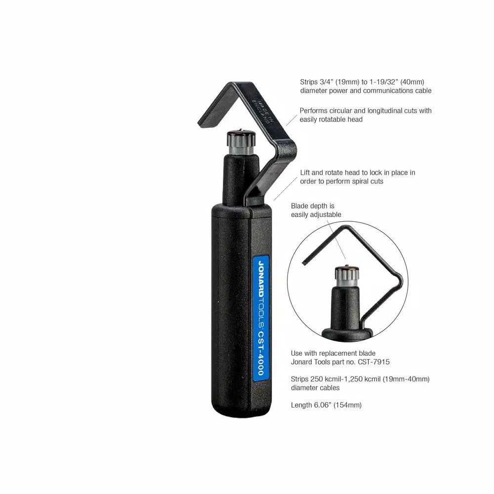 Jonard Tools CST-4000 Round Cable Stripper, 3/4 in. to 1-5/8 in. (19 mm to 40 mm)