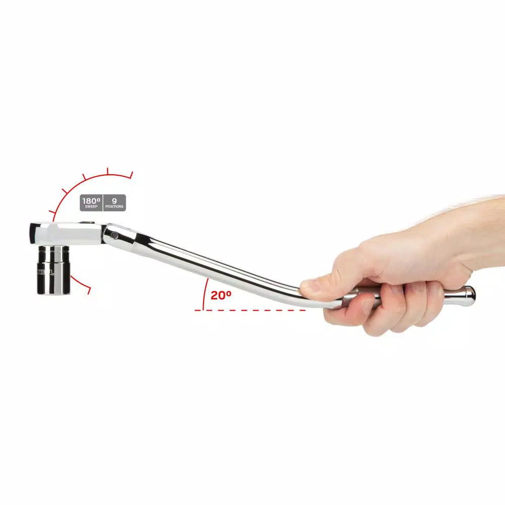 TEKTON 1/2 in. Drive 14 in. Flex Head Bent Handle Ratchet, 90-Tooth