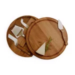 TOSCANA Acacia Circo Round Cheese Board and 4-Piece Stainless Steel Tool Set thumbnail 1