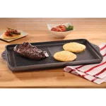 Swiss Diamond 17 in. Cast Aluminum Nonstick Double Burner Grill and Griddle Combo, Gray thumbnail 2