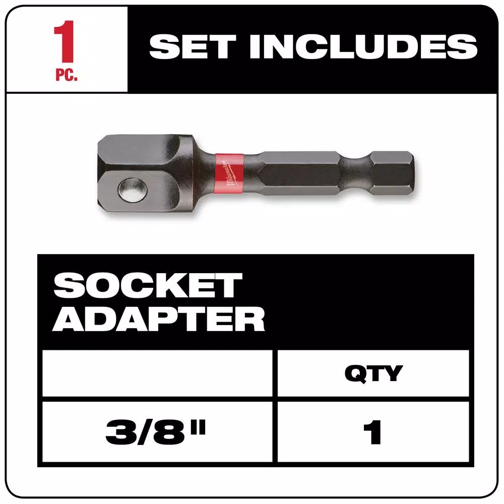 Milwaukee SHOCKWAVE 3/8 in. Drive to 1/4 in. Hex Impact Socket Adapter