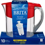 Brita Water Filter Pitcher, 80 fl. oz. Large Capacity, BPA Free, Red thumbnail 2