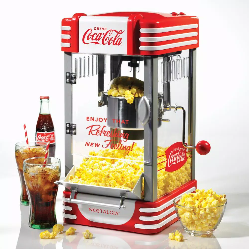 Unbranded Coca-Cola Countertop Popcorn Popper Machine with 2.5-Oz. Stainless Steel Kettle, Red