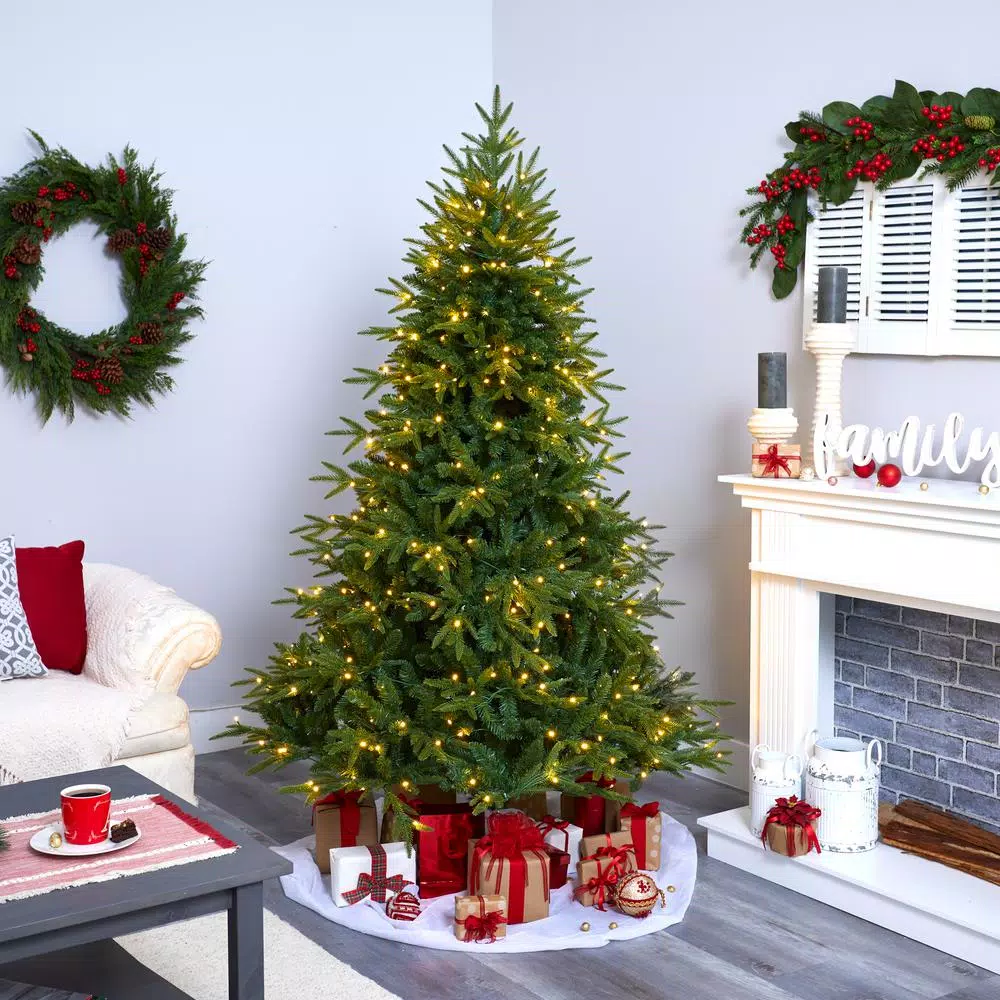 Nearly Natural 6.5 ft. Pre-Lit Colorado Mountain Fir Artificial Christmas Tree with 400 LED Lights