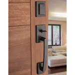 Baldwin Prestige Spyglass Single Cylinder Venetian Bronze Door Handleset with Square Lever thumbnail 9