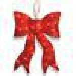 National Tree Company 24 in. Pre-Lit Red Wavy Sisal Bow with 35 Clear Lights thumbnail 2
