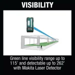 Makita 12V MAX CXT Self-Leveling Green Cross-Line Laser Kit (2.0 Ah) thumbnail 9
