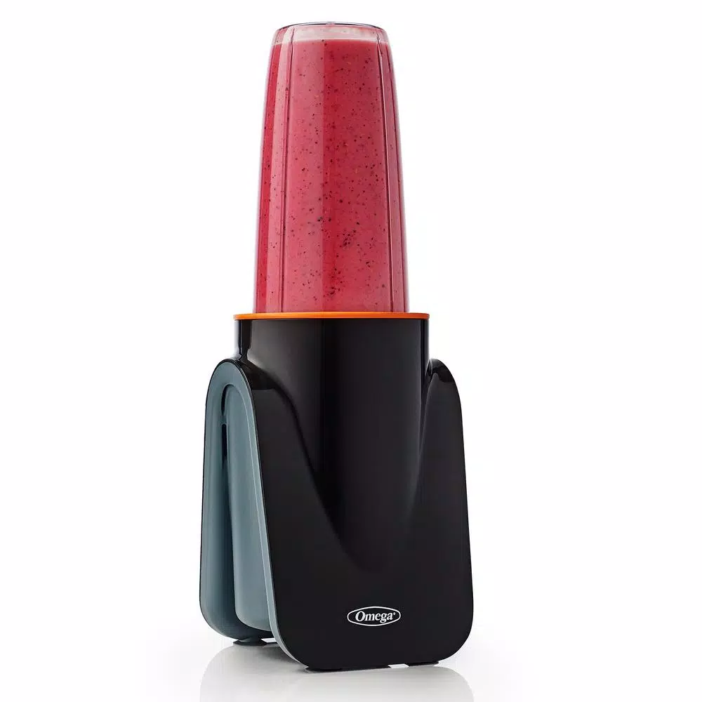 Omega Deluxe MeGo 1000W Personal Blender, 32 oz. Black Single Speed Nutritious Smoothie Maker