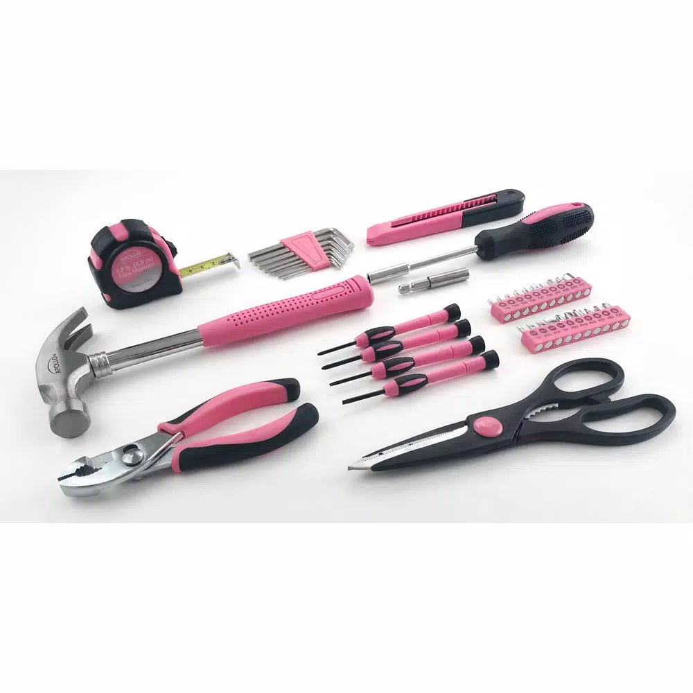 Apollo 39-Piece General Homeowner Hand Tool Set in Pink
