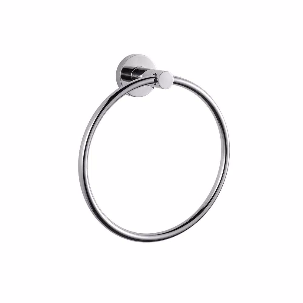 Lexora Bagno Nera Stainless Steel Towel Ring, Chrome Finish