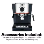 Hamilton Beach 2-Cup Espresso and Cappuccino Maker with Milk Frother, 15 Bar Pump, Black/Stainless Steel thumbnail 6