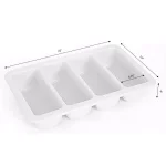 Basicwise 4-Compartment Commercial Plastic Cutlery Holder & Drawer Organizer, Gray thumbnail 5