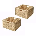 Seville Classics Water Hyacinth Storage Baskets, Hand-Woven Square Decorative Baskets, 2-Pack thumbnail 1