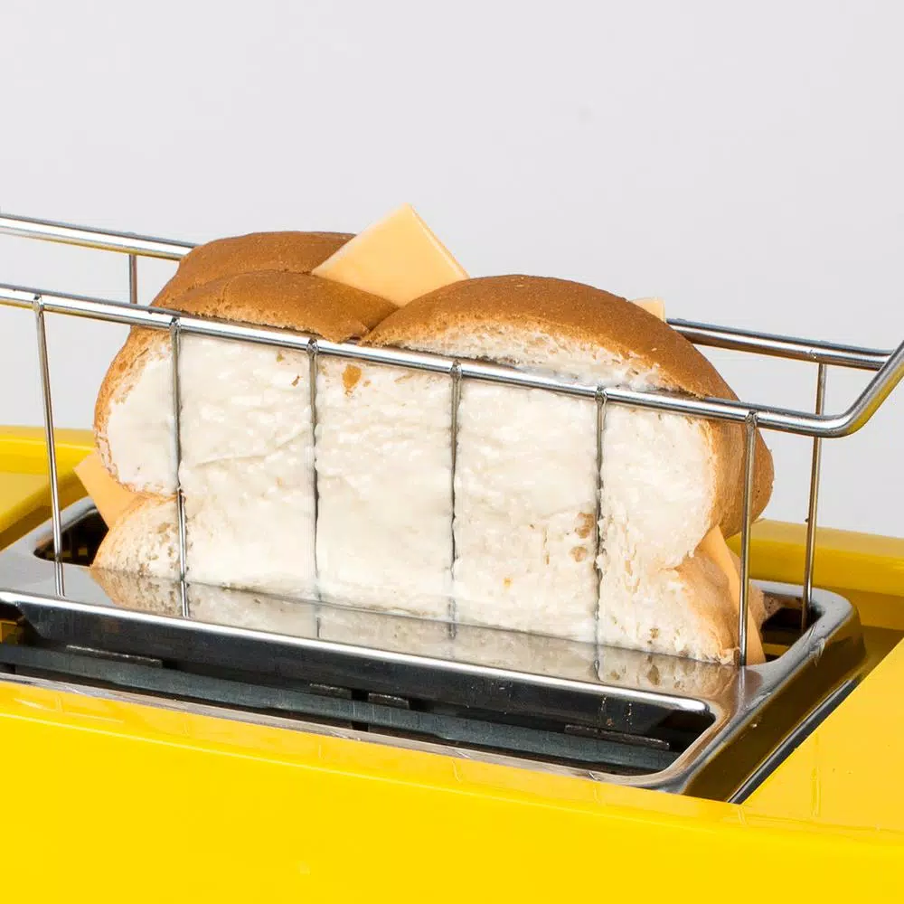 Nostalgia 4-Slice Yellow Wide Slot Grilled Cheese Toaster with Removable Baskets