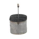 LITTON LANE Distressed Silver Iron 6-Bottle Oval Wine Caddy with Fir Wood Handle thumbnail 2