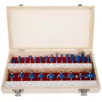 Stalwart 24-Piece Carbide Tipped Multi-Purpose Router Bit Set with Wooden Storage Case thumbnail 1