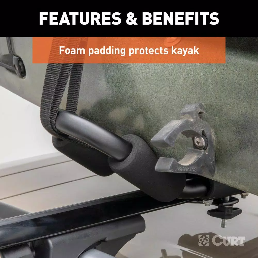 CURT Aluminum Kayak Roof Rack Carrier, 75 lb Capacity, Universal Fit