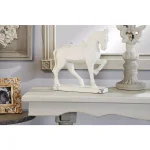 LITTON LANE Large Distressed White Horse Sculpture - Equestrian Fiberclay Statuary thumbnail 1