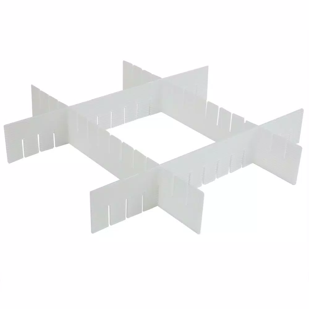Unbranded White Plastic Drawer Organizer Divider, Customizable Compartments for Office and Home