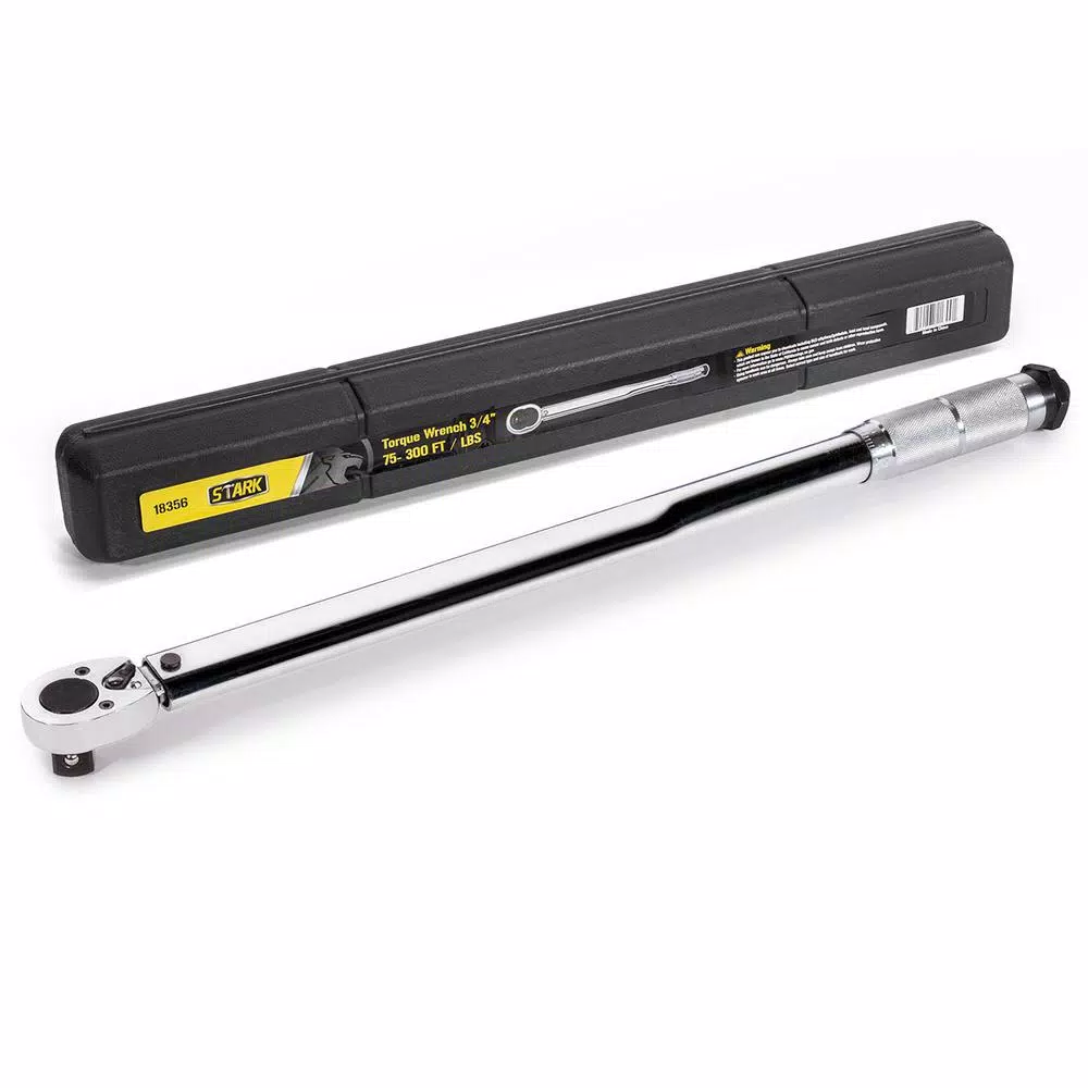 Stark 3/4 in. Drive Micro-Adjustable Click Torque Wrench, 75-300 ft./lb., with Storage Case