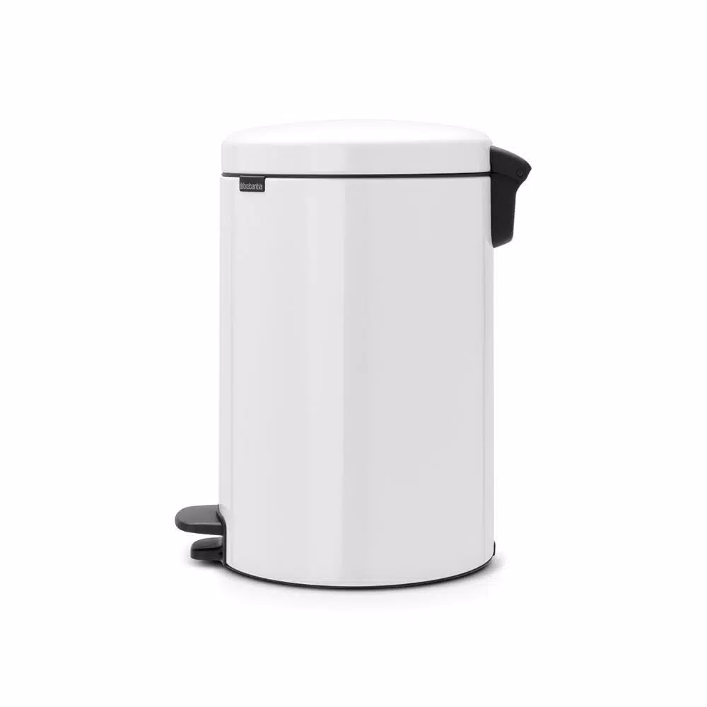 Brabantia Icon 5.3 Gal. White Steel Step-On Trash Can with Soft-Close Lid