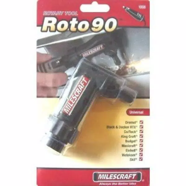 Milescraft Roto 90 Degree Right Angle Rotary Tool Attachment with Universal Adapters