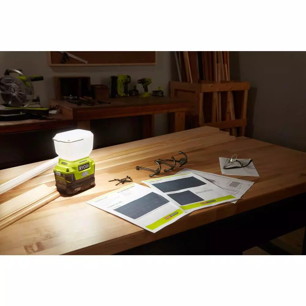 RYOBI 18V ONE+ Cordless LED Area Light Kit with EVERCHARGE Wall Mount Adaptor, 2.0 Ah Battery & Charger