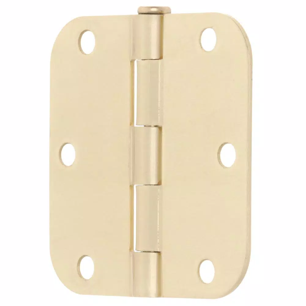 Everbilt 3-1/2 in. x 5/8 in. Radius Satin Brass Steel Butt Door Hinge, 24-Pack