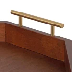 Kate and Laurel Lipton Walnut Brown Wood Hexagon Decorative Tray with Gold Handles thumbnail 3
