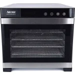 AROMA 6-Tray Digital Food Dehydrator with Glass Door and Stainless Steel Trays, 600W, Black thumbnail 1