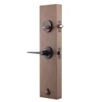 Copper Creek Mid Century Modern Tuscan Bronze Front Door Handleset with Zane Contemporary Lever Trim thumbnail 4