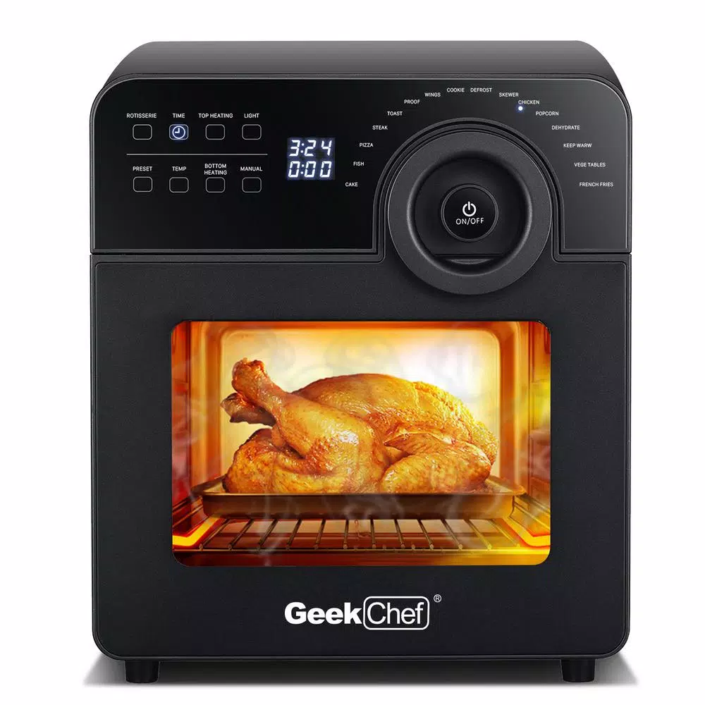 Boyel Living 15 Qt. Black Stainless Steel 16-in-1 Digital Air Fryer Oven with Rotisserie and Dehydrator, 1700W