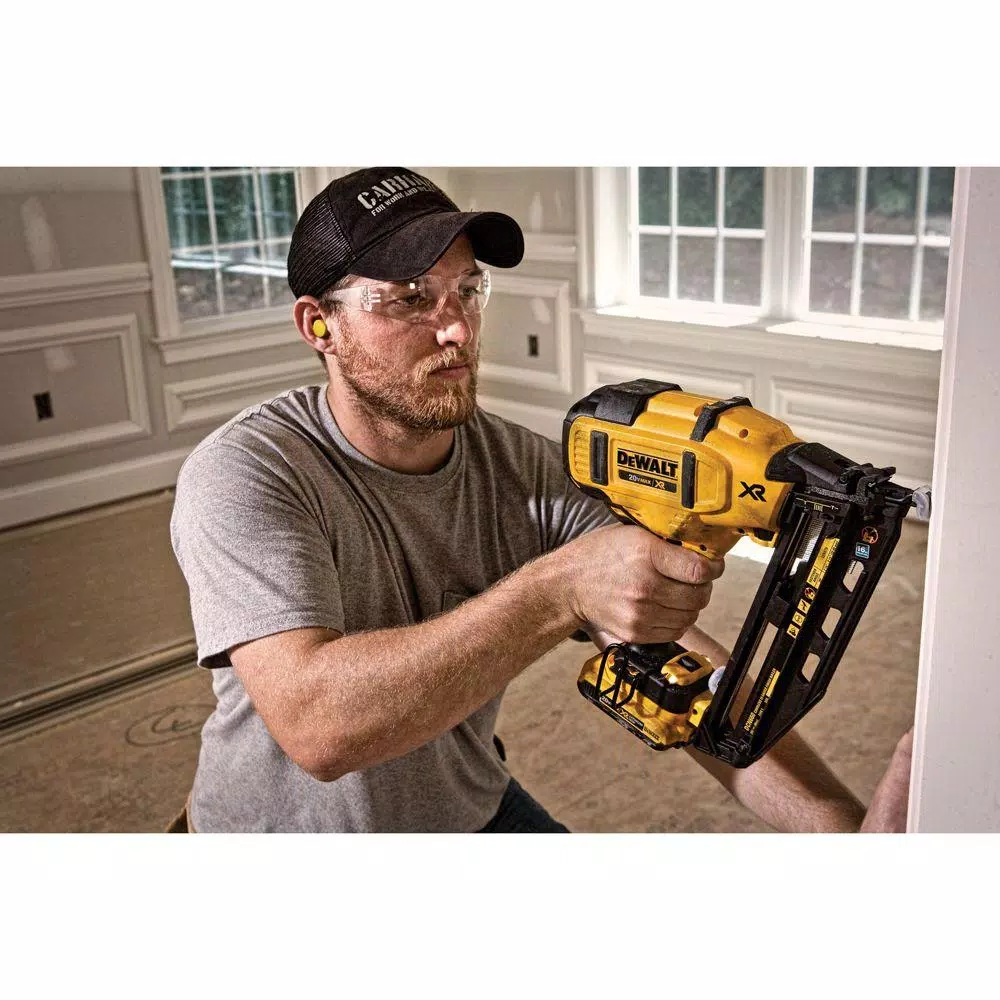 DEWALT 20V MAX 16-Gauge Cordless Angled Finish Nailer Kit with 2.0Ah Battery and Charger