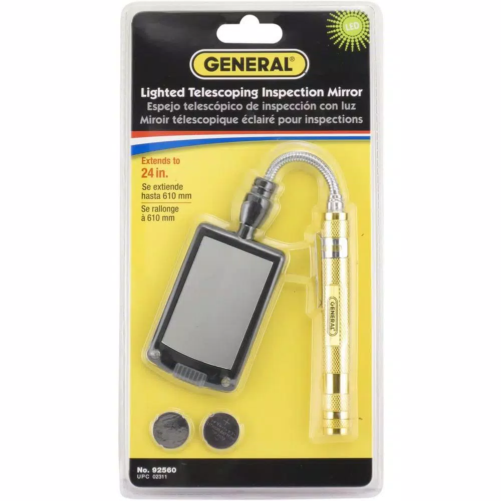 General Tools 24 in. Telescoping LED Lighted Rectangular Inspection Mirror