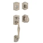 Baldwin Prestige Wesley Single Cylinder Satin Nickel Handleset with Arch Rose Carnaby Knob and SmartKey Security thumbnail 1