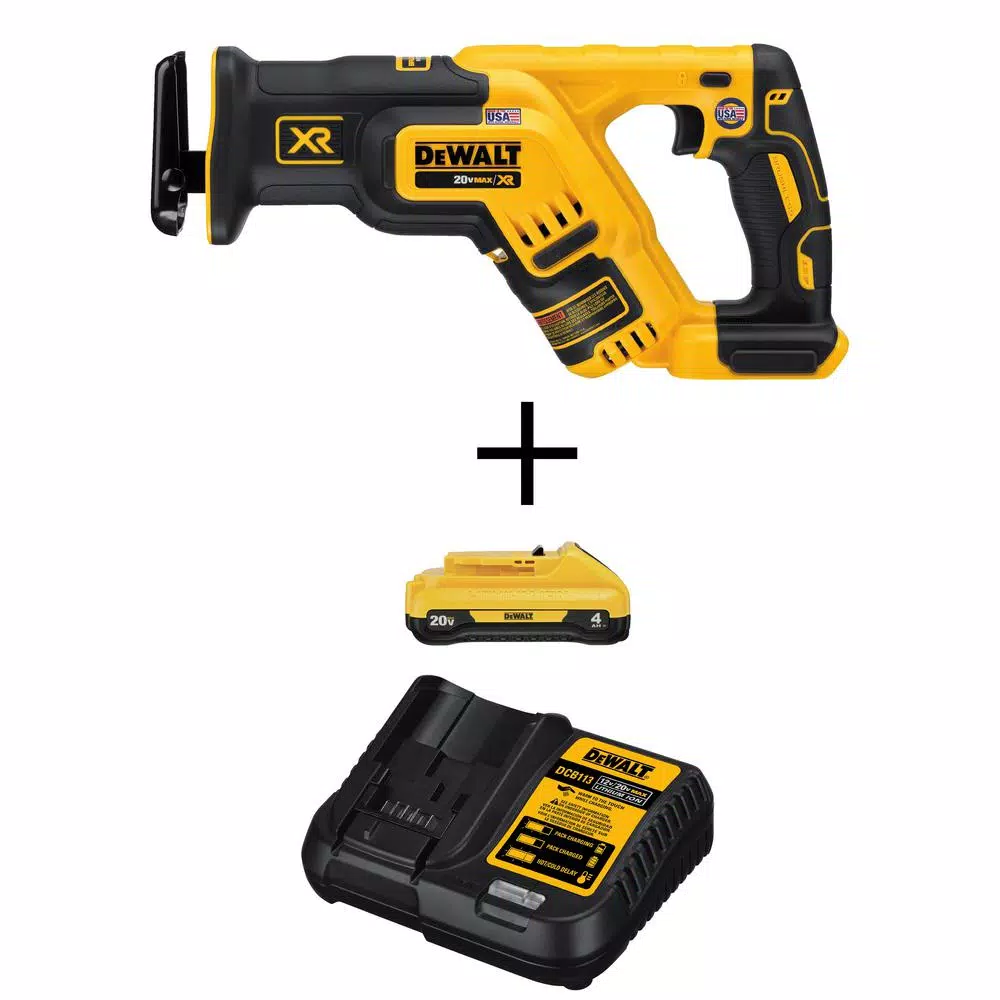 DEWALT 20V MAX XR Brushless Compact Reciprocating Saw Kit with 4.0Ah Battery and Charger