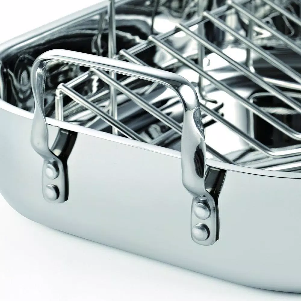 Cooks Standard 12 Qt. Stainless Steel Roasting Pan with V-Shaped Rack