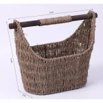 Unbranded Seagrass Magazine and Toilet Paper Holder Basket with Wooden Rod - Natural thumbnail 5