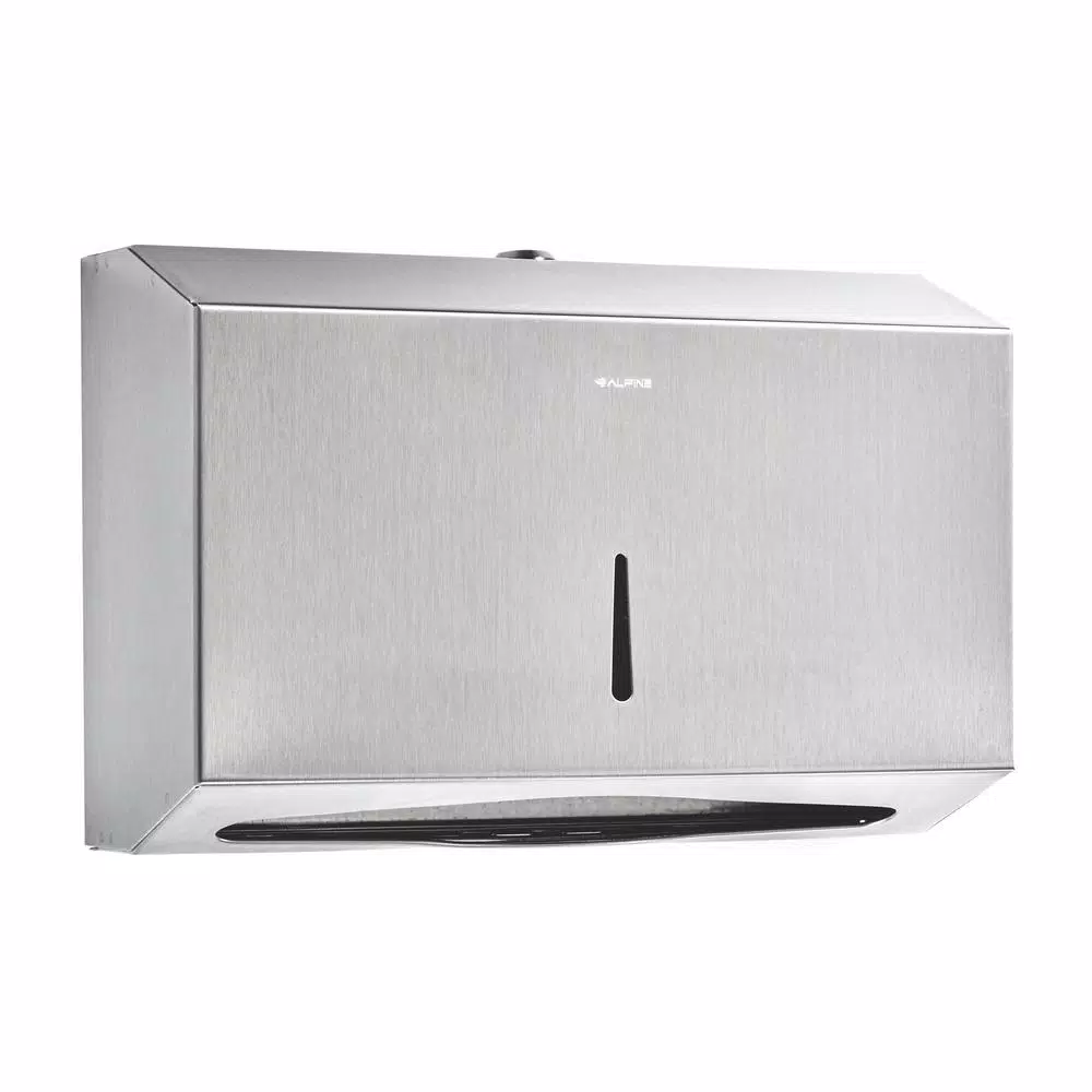 Alpine Industries Stainless Steel Brushed C-Fold and Multi-Fold Paper Towel Dispenser