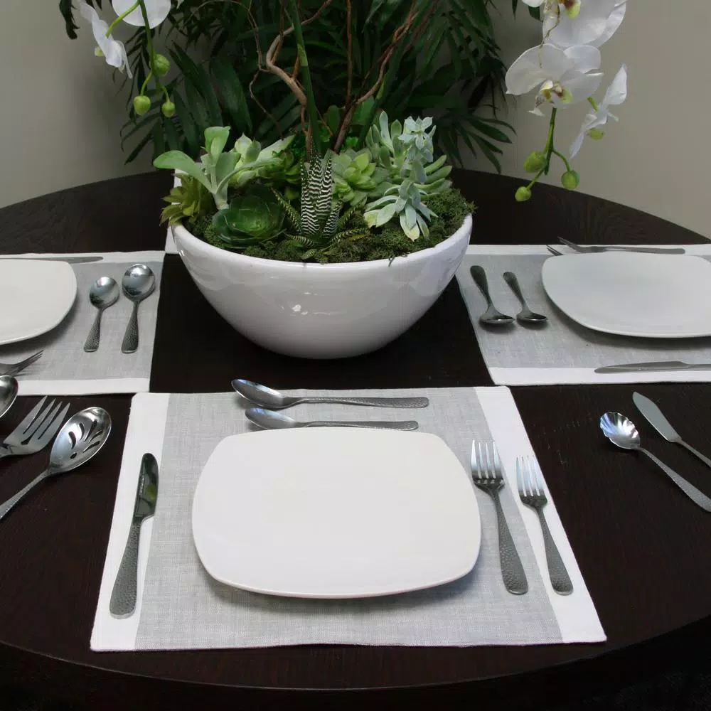 Gibson Home 46-Piece Hammered Stainless Steel Flatware Set, Service for 8
