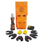 Klein Tools Battery-Operated Cable Cutter/Crimper Kit with 6 Jaws, 2 Batteries & Charger thumbnail 1