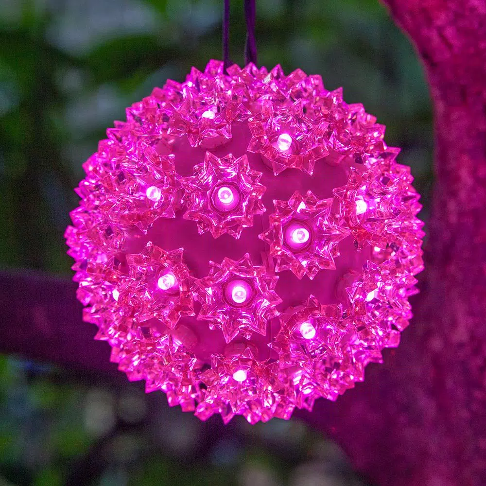 Wintergreen Lighting 6 in. Pink LED Starlight Sphere, 70 Mini Lights