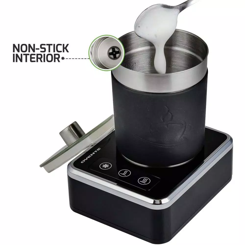 OVENTE 7 oz. Stainless Steel Milk Frother with Induction Base, 600W Hot and Cold Frother
