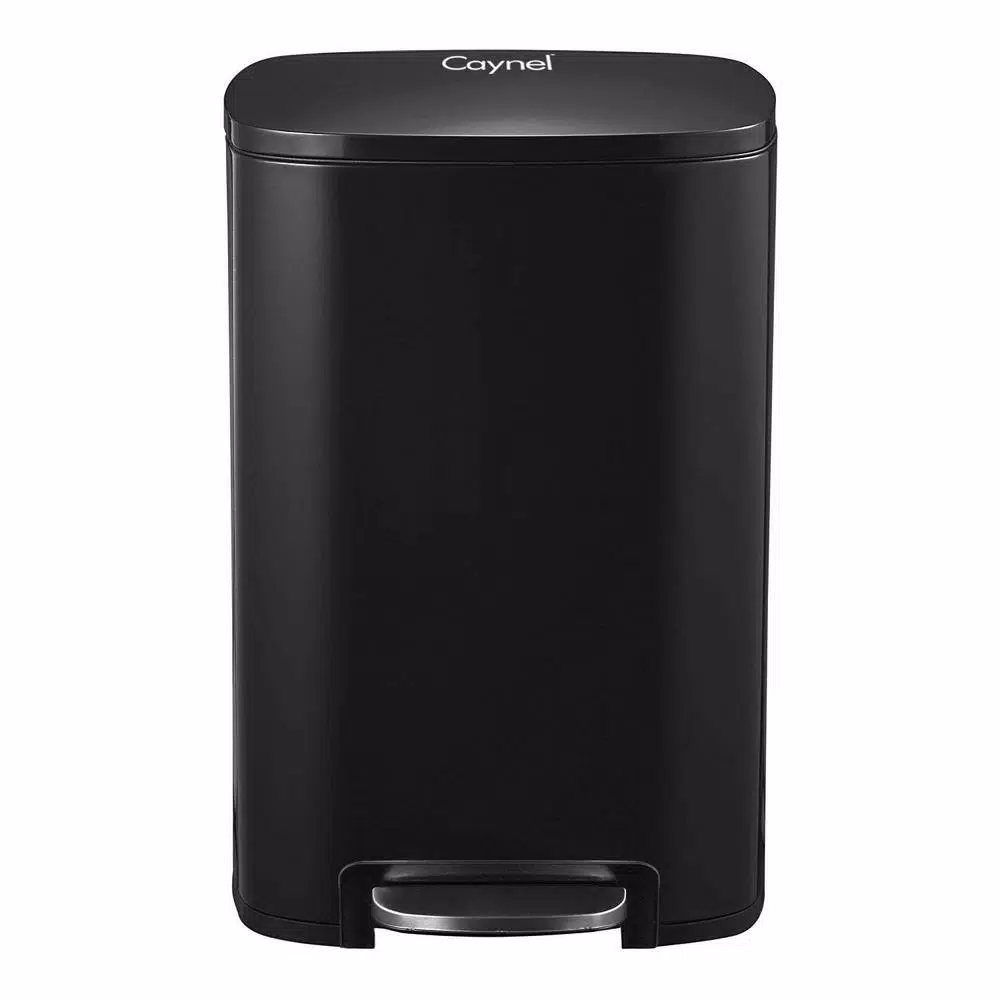 Boyel Living 13 Gallon Stainless Steel Rectangular Kitchen Step Trash Can with Black Lid