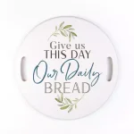 P Graham Dunn White Give Us This Day Decorative Round Wood Tray thumbnail 4