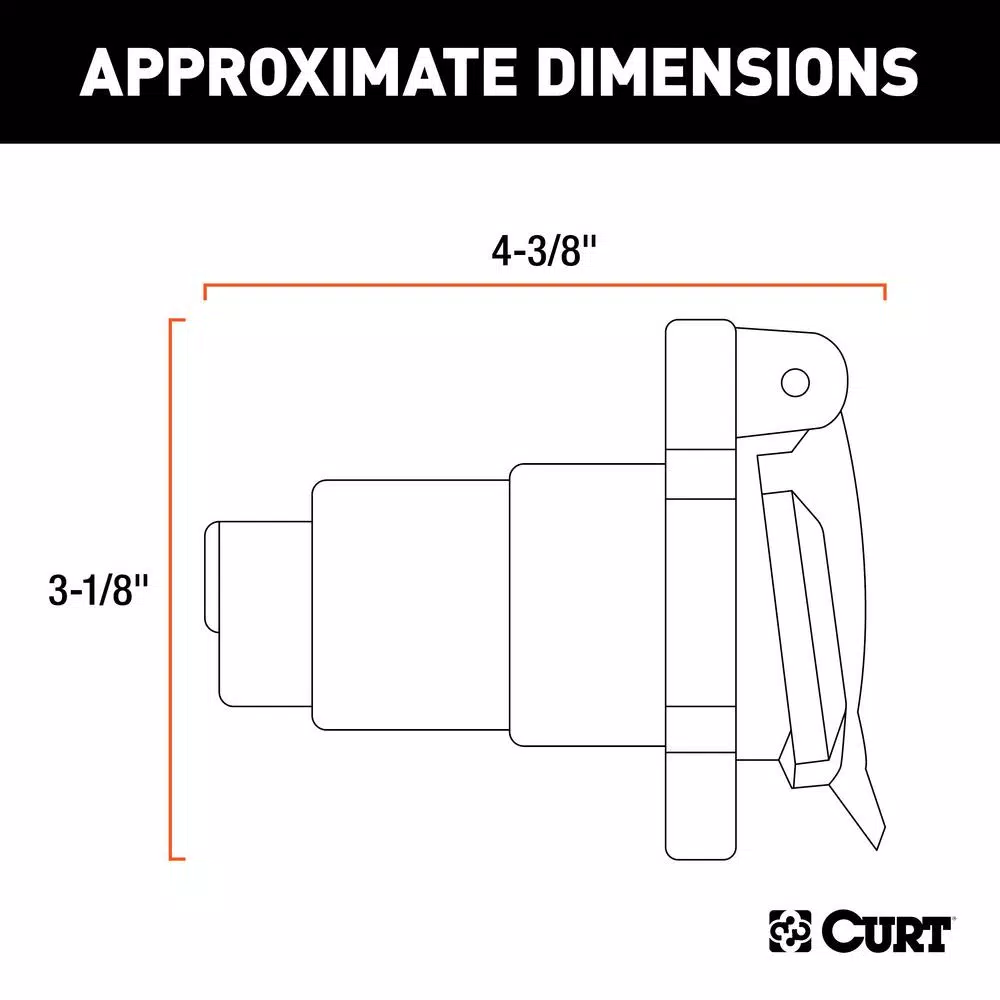 CURT 7-Way RV Blade Connector Socket - Heavy-Duty Vehicle Side Trailer Connector
